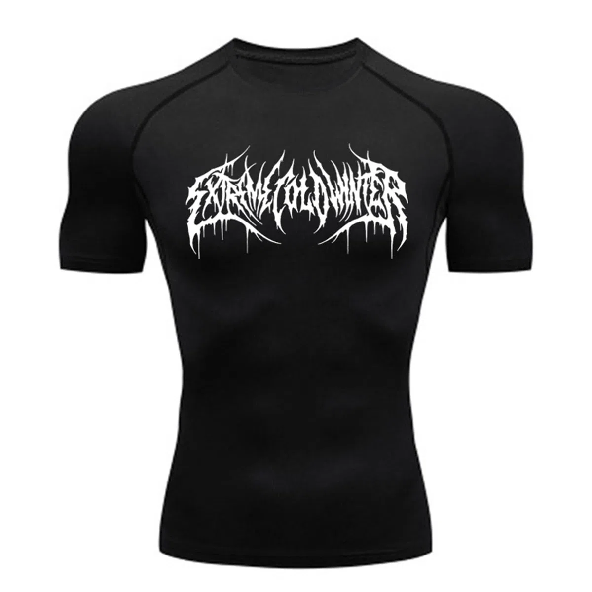 Kompressionsshirt für Herren, Kurzärmeliges Schnell Trocknendes Sport- und Trainings T-Shirt mit Gothic-Print, Geeignet zum Laufen und Trainieren
