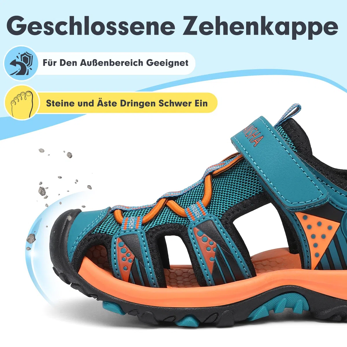 Mishansha Geschlossene Jungen Sandalen Sommer Atmungsaktiv Gr.24-39 | Geschlossen, Kinder Sommerschuhe, Trekkingsandalen, Outdoor, Rutschfest