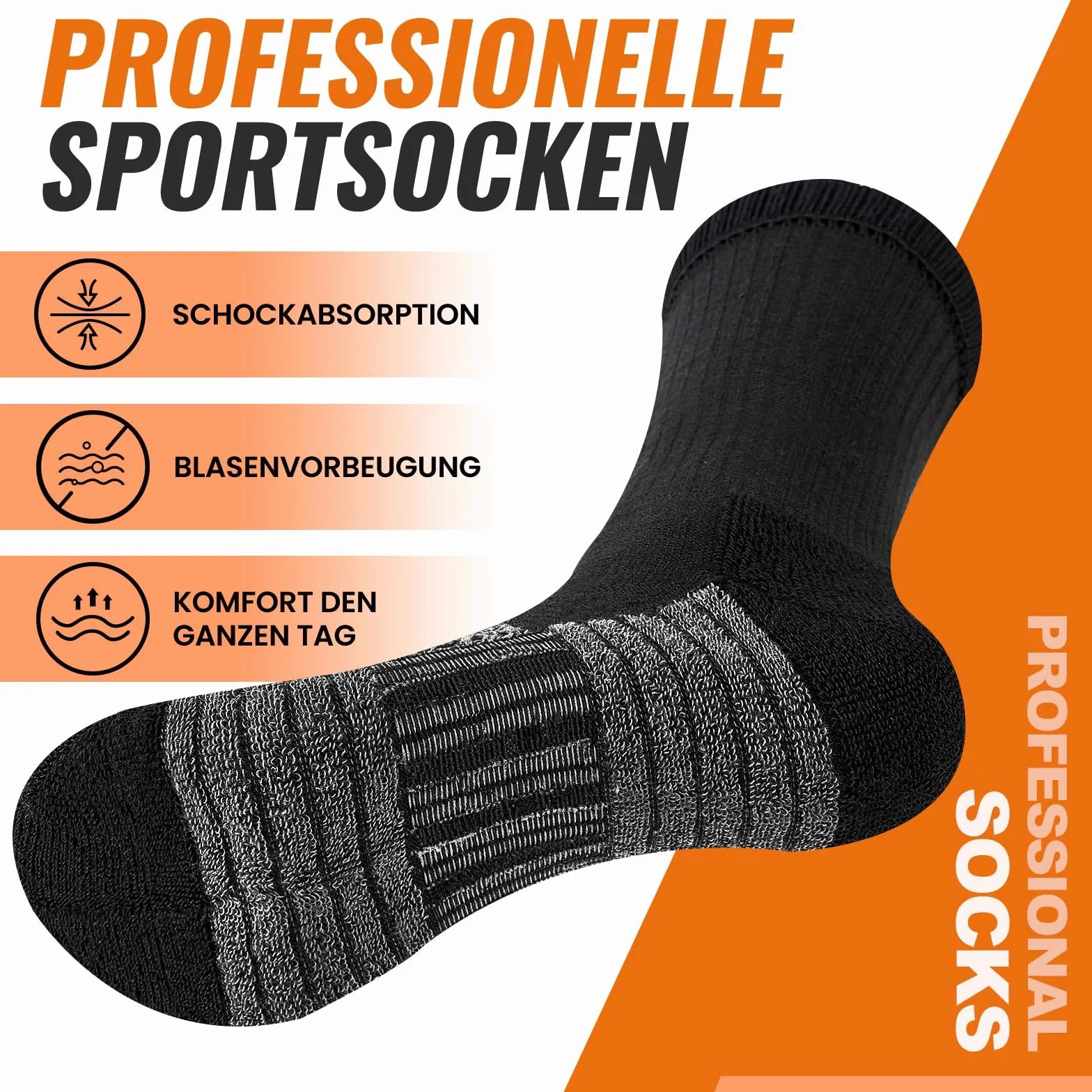 Merino Socken Herren Damen 3 Paar – Warme Wollsocken, Atmungsaktive Thermosocken Wintersocken, Weiche Wandersocken Sportsocken, Trekkingsocken für Outdoor & Arbeit, Schwarz Blau