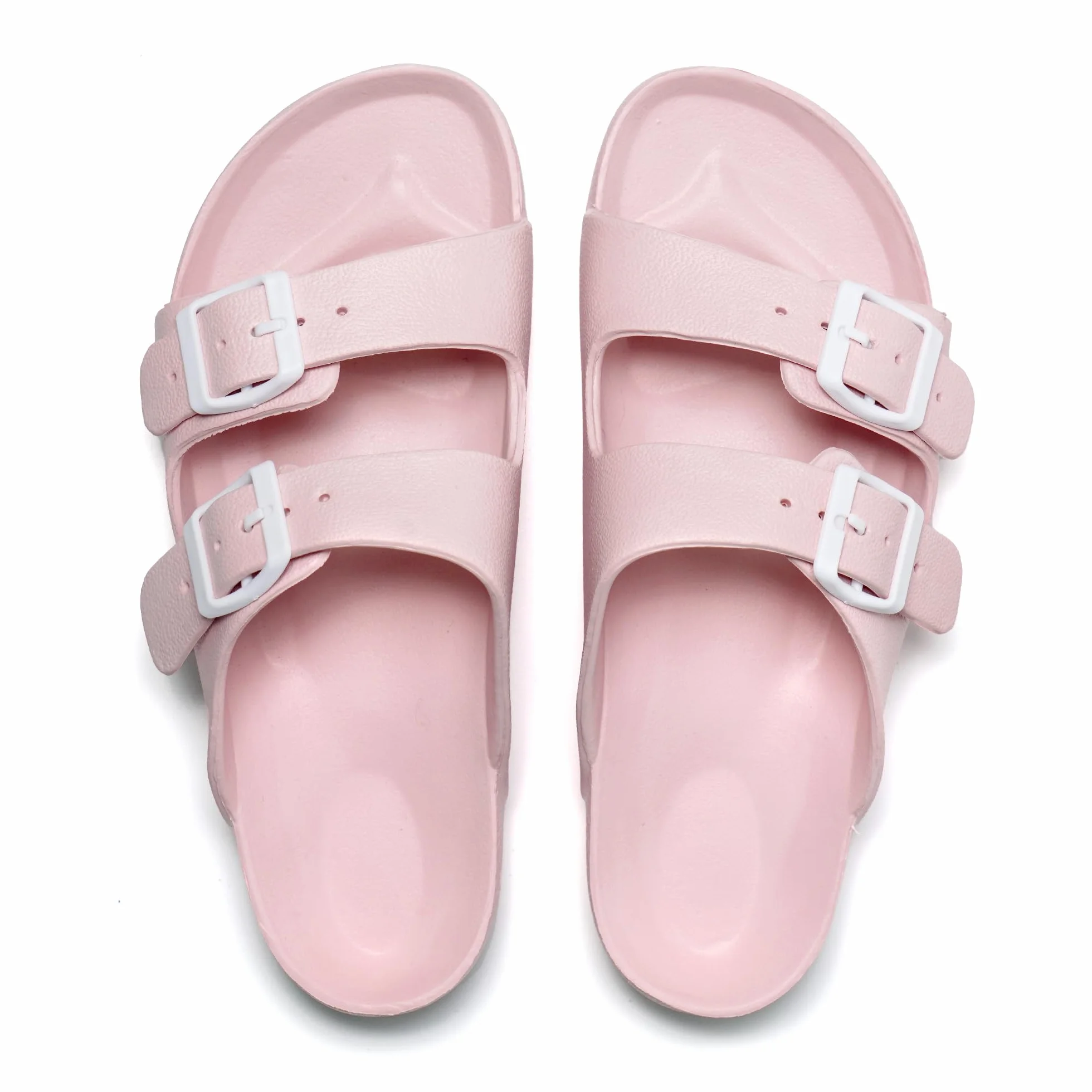JOMIX Pantoletten Damen Sommer Bunte Badeschuhe mit Fussbett Flache Rutschfest Badelatschen Meer Pool Strand Schwimmen Schnalle Schlappen