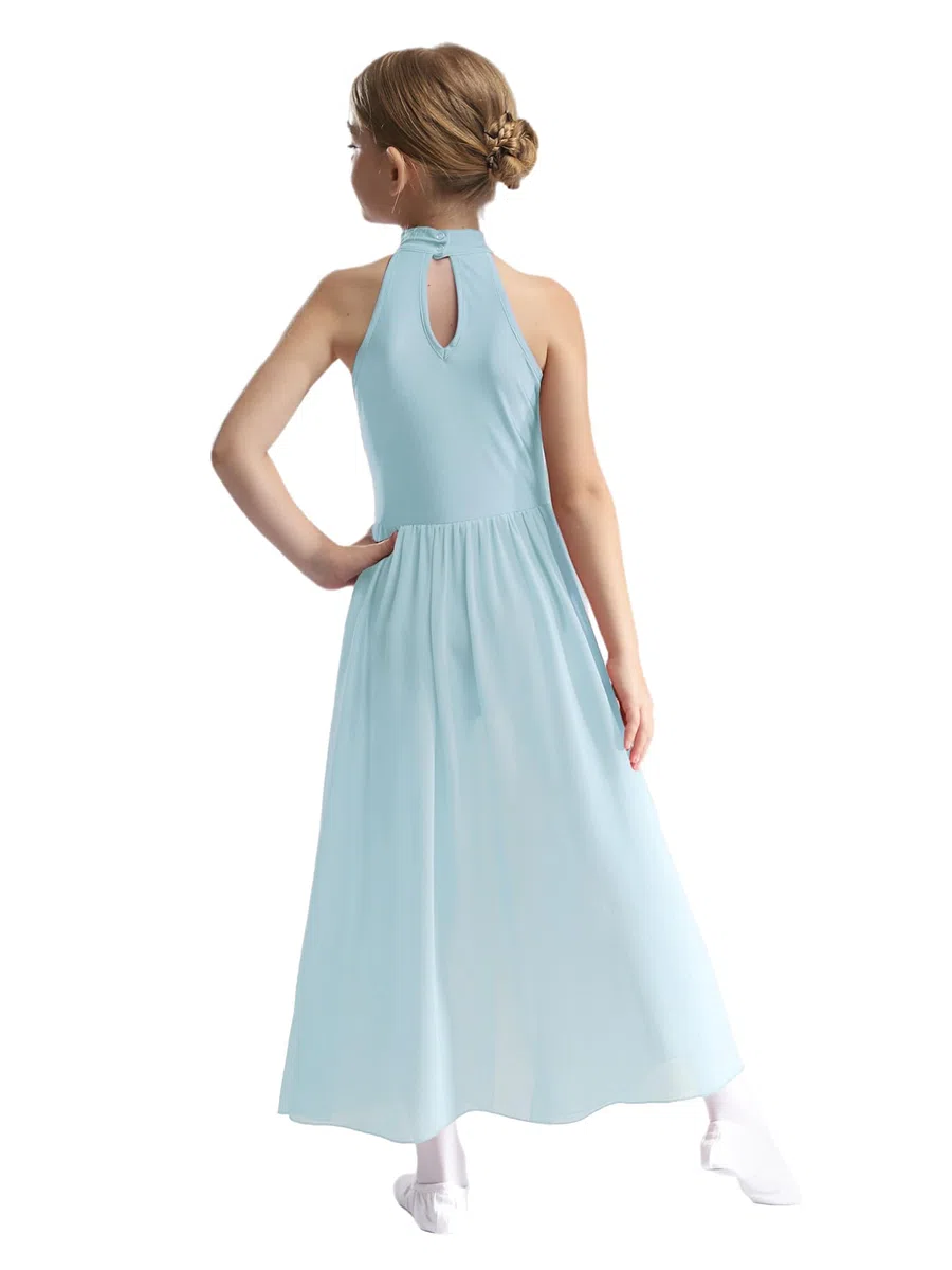 inhzoy Mädchen Lyrisch Tanzkleid Ärmellos Farbblock Ballett Leotard Mit Swing Maxirock Zeitgenössischer Tanz Kostüme Lyrical Dance Kostüm
