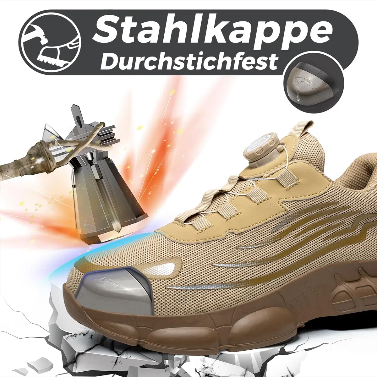 Arbeitsschuhe Herren Damen Sicherheitsschuhe Stahlkappenschuhe Atmungsaktiv rutschfeste Sportlich Safety Shoes 36-46 EU