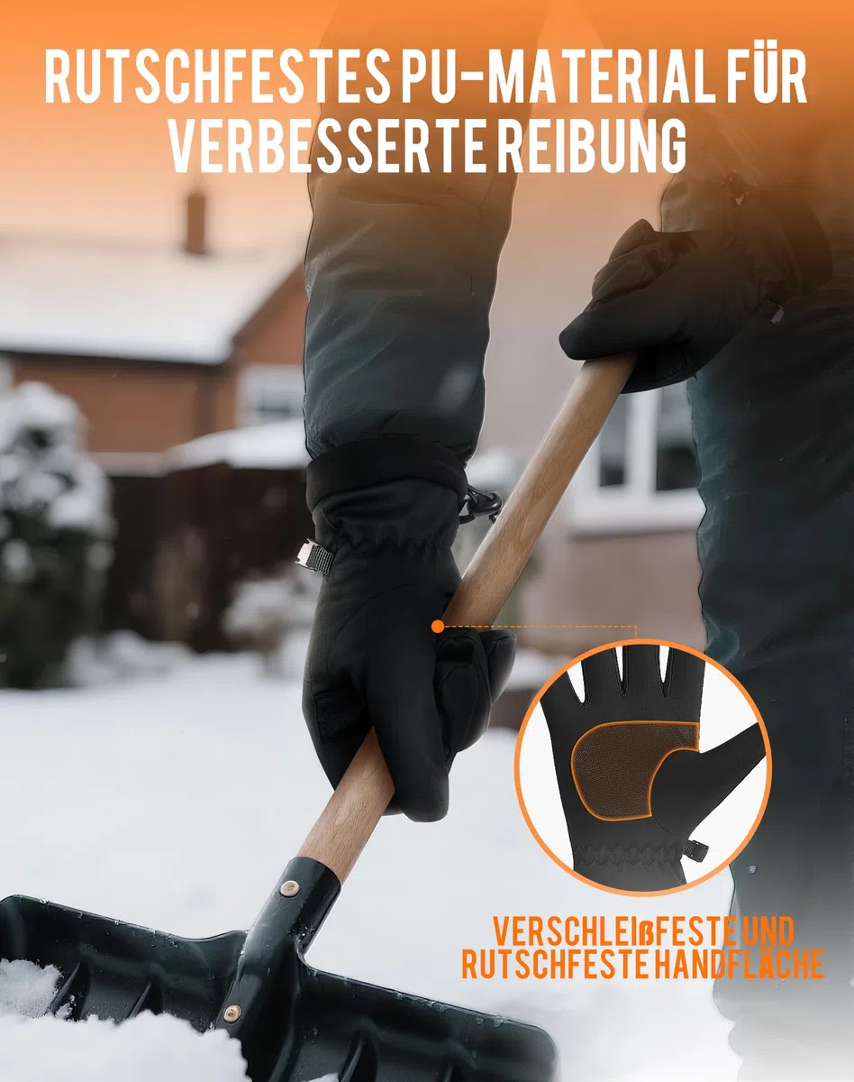 wasserdichte Winterhandschuhe Herren Damen, Thermo Warme Fahrradhandschuhe mit Touchscreen, Plüschfutter, Winddicht & rutschfest für Ski, Outdoor, Laufen Laufen Wandern Plüsch Winter