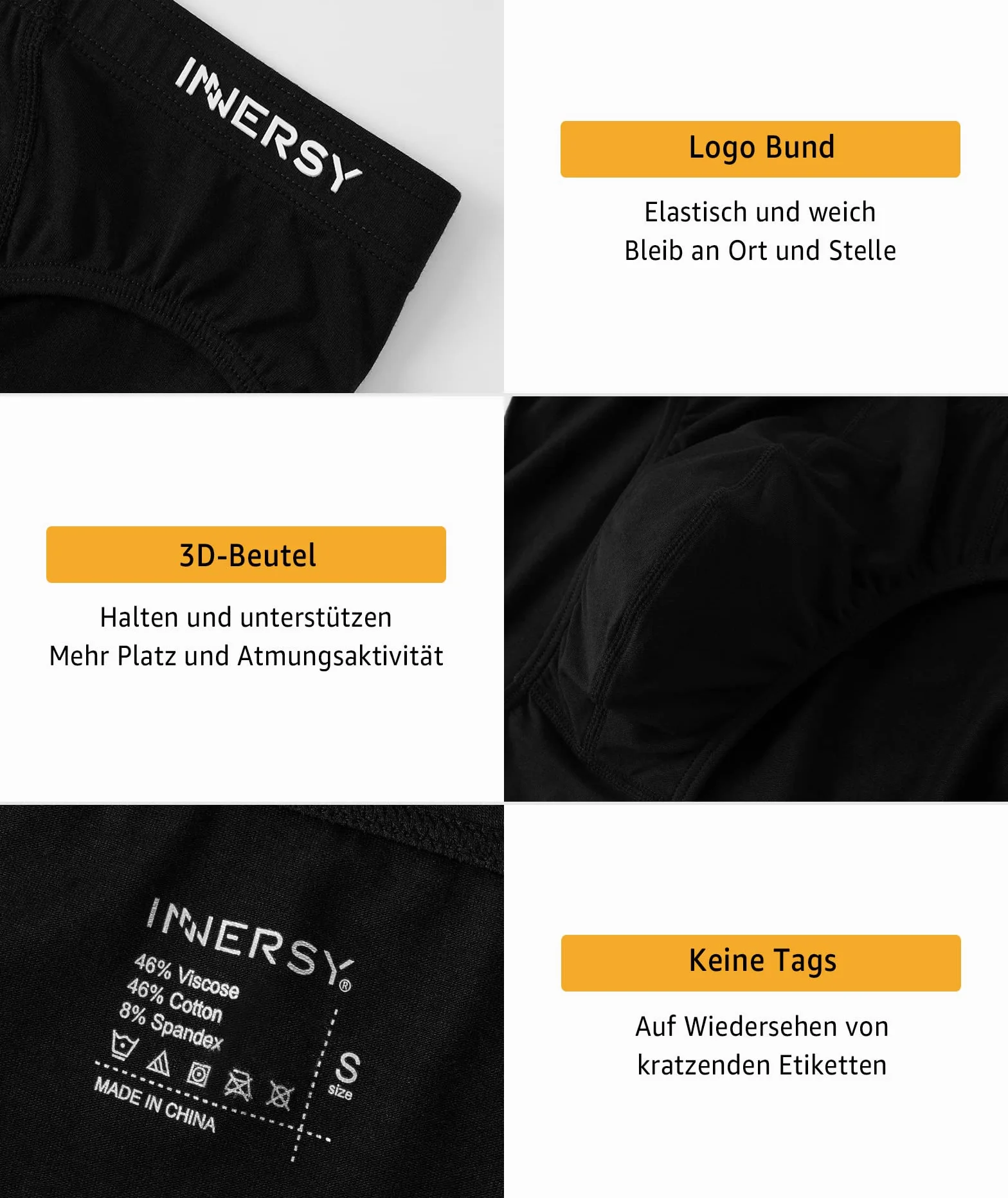 INNERSY Slip Herren Weich Unterhosen Männer Atmungsaktive Unterwäsche Sport Basic Slips 4er Pack