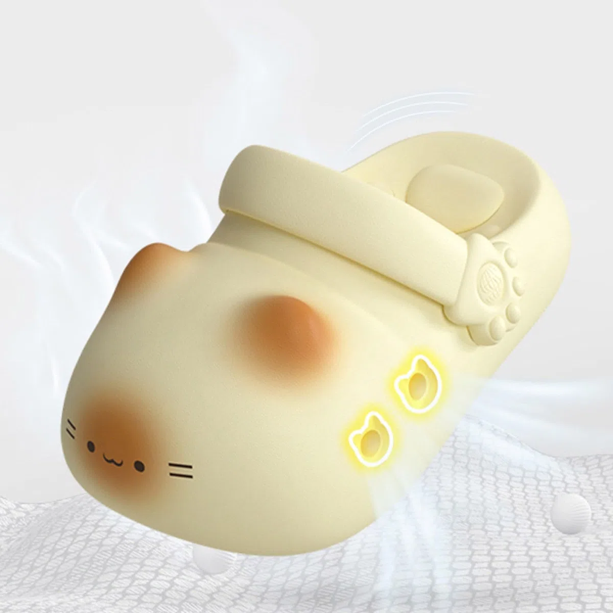 Clogs Damen 3D Katze Gedruckt Gartenclogs Plateau Pantoletten Geschlossen Vorne Sommer Rutschfest Slipper Fußgewölbestütze Hausschuhe Süße Katzenpfoten Badeschlappen Weich Leichte Strand Schlappen
