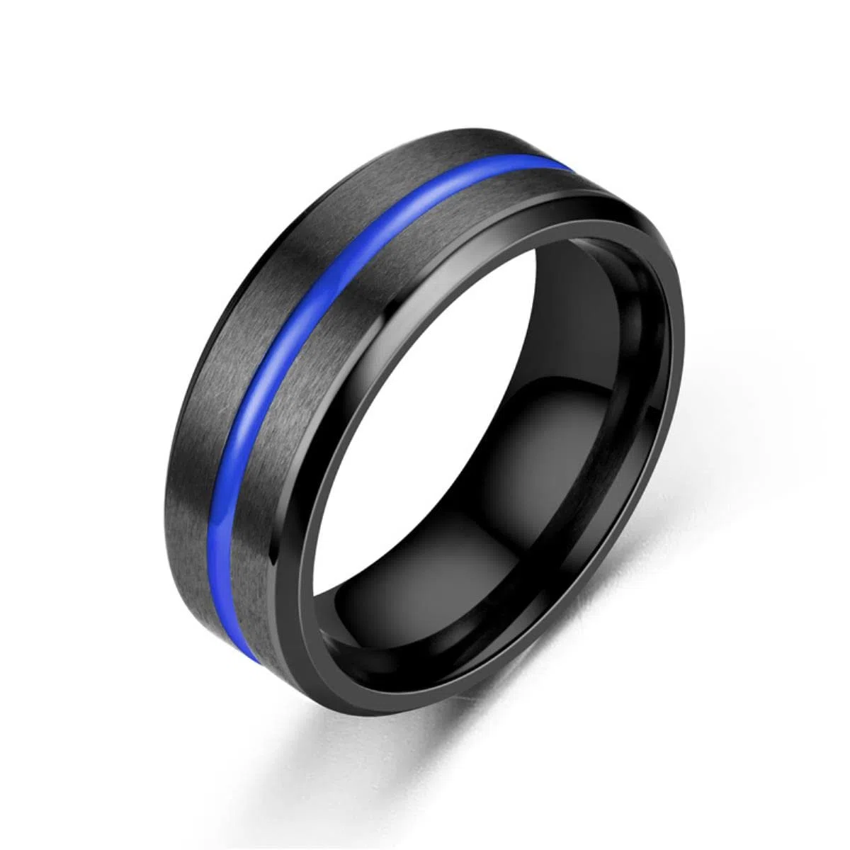 3 Stile Klassische 8mm Eheringe für Männer 's Edelstahl Ring Schwarz mit rosa orange Blue Groove Verlobungsring