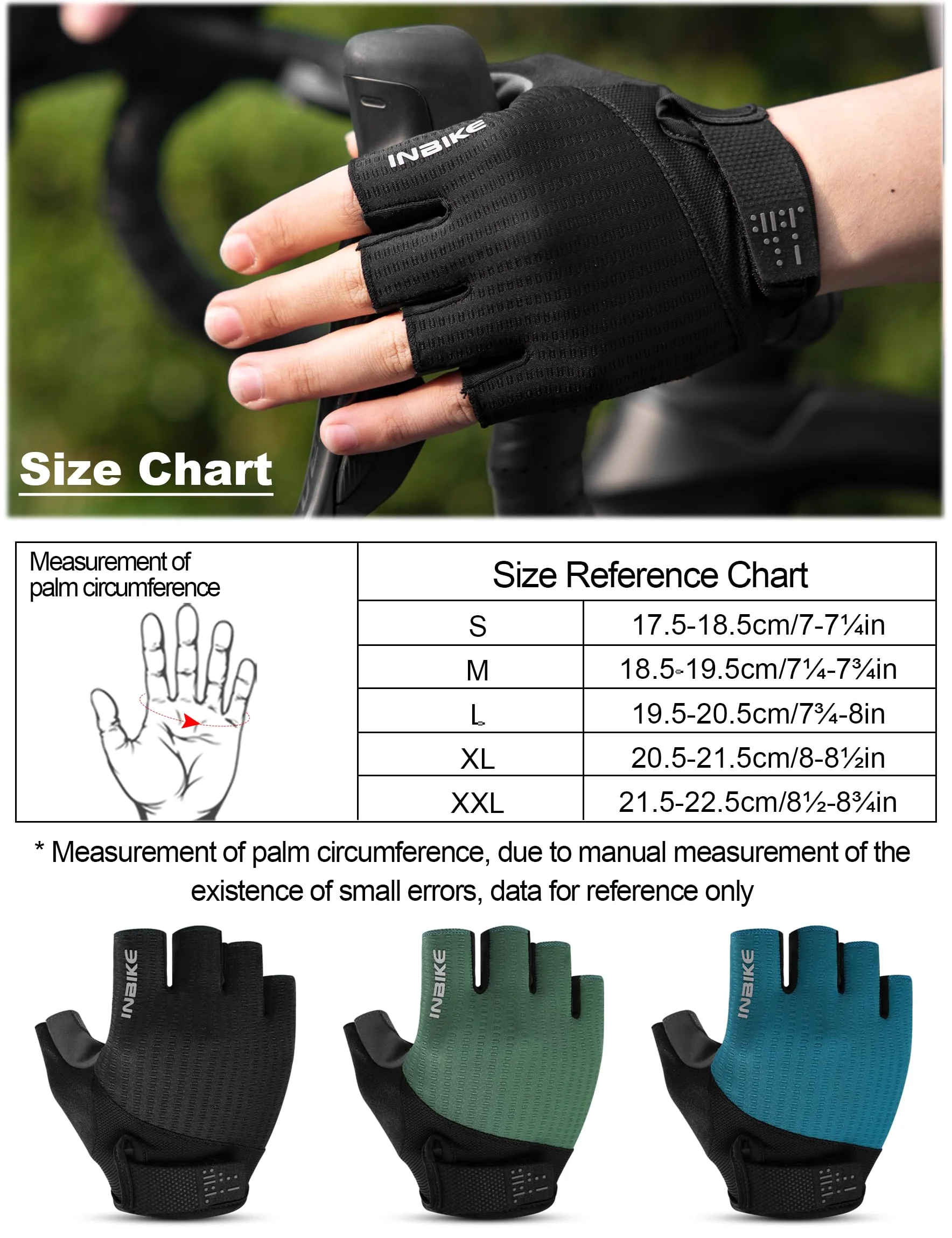 INBIKE Fahrradhandschuhe Herren Halbfinger Sommer Stoßfest Elastisch Atmungsaktiv Reflektierend IHC215