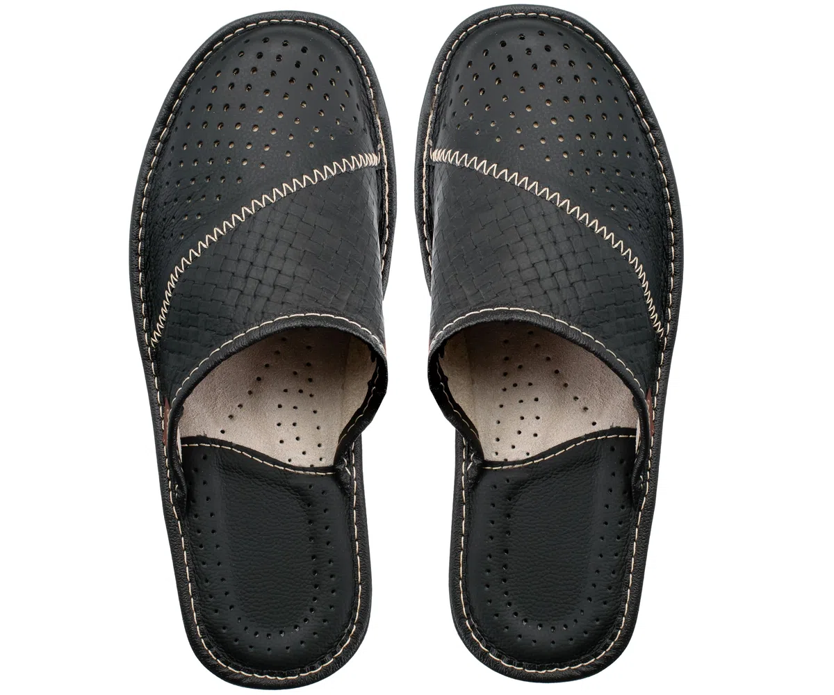 ESTRO Hausschuhe Herren Leder Herrenhausschuhe - Hausschuh Männer Pantoffel Pantoffeln Pantoletten Slipper Mann M55