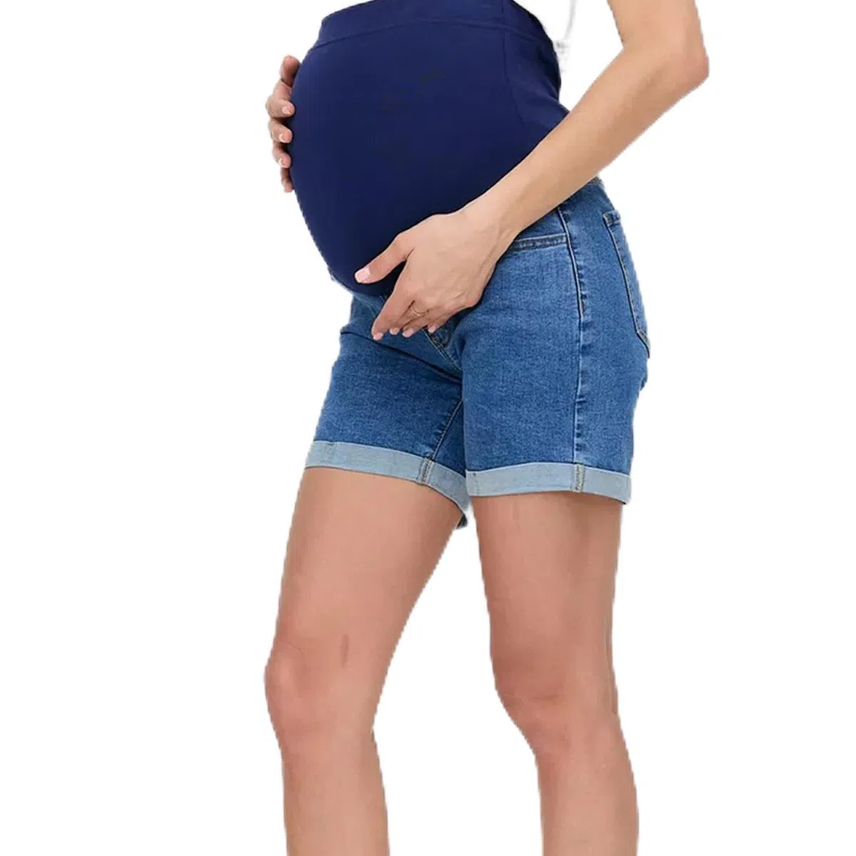inhzoy Schwangerschaft Sommer Shorts Schwangere Damen Jeans Slim Fit Denim Shorts Bermuda Umstandsjeans Über Dem Bauch Elastisch Freizeit