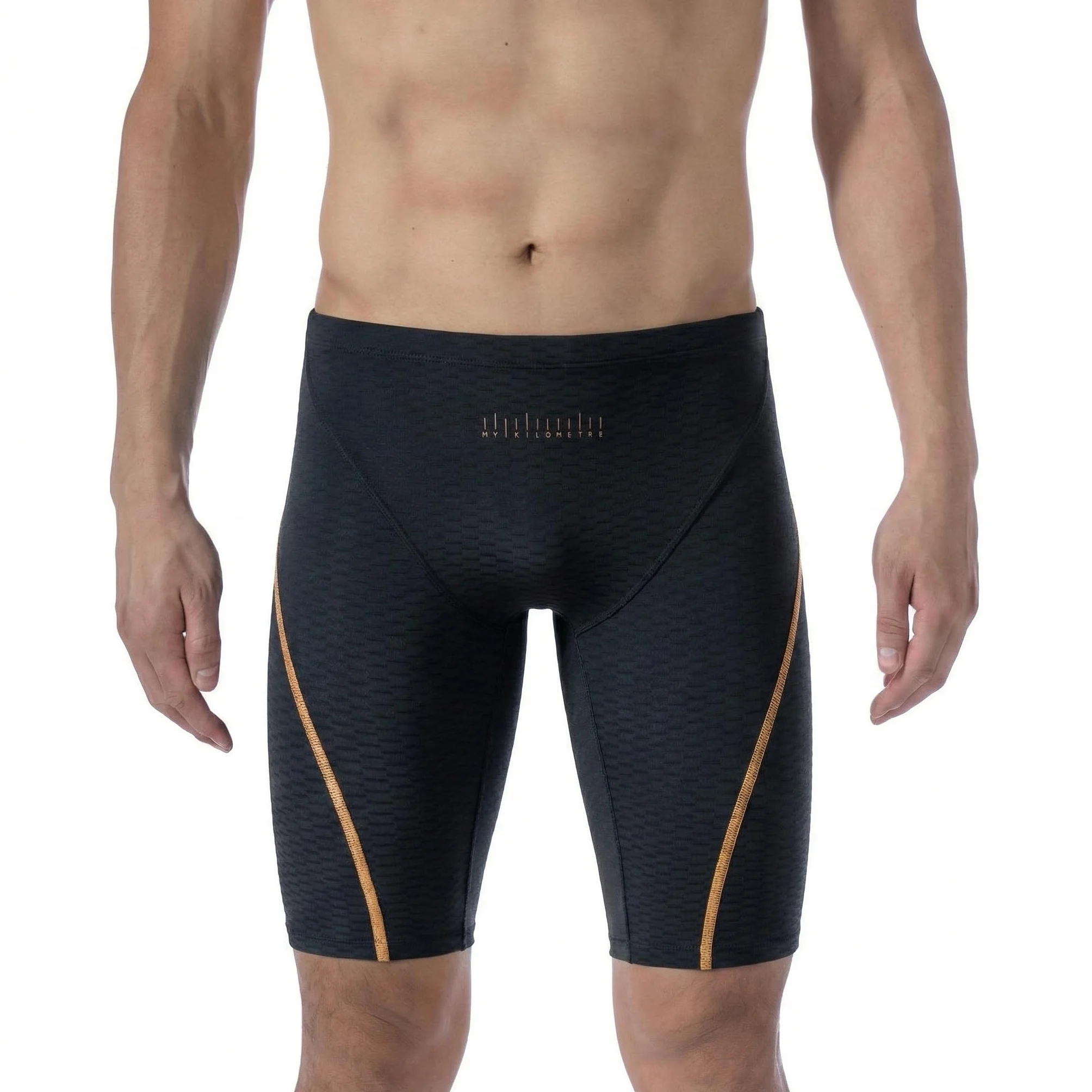 MY KILOMETRE Herren Lange Jammer Gewebte Badehose Chlorresistente Schnell Trocknende Schwimmhose mit Kordelzug UPF 50+