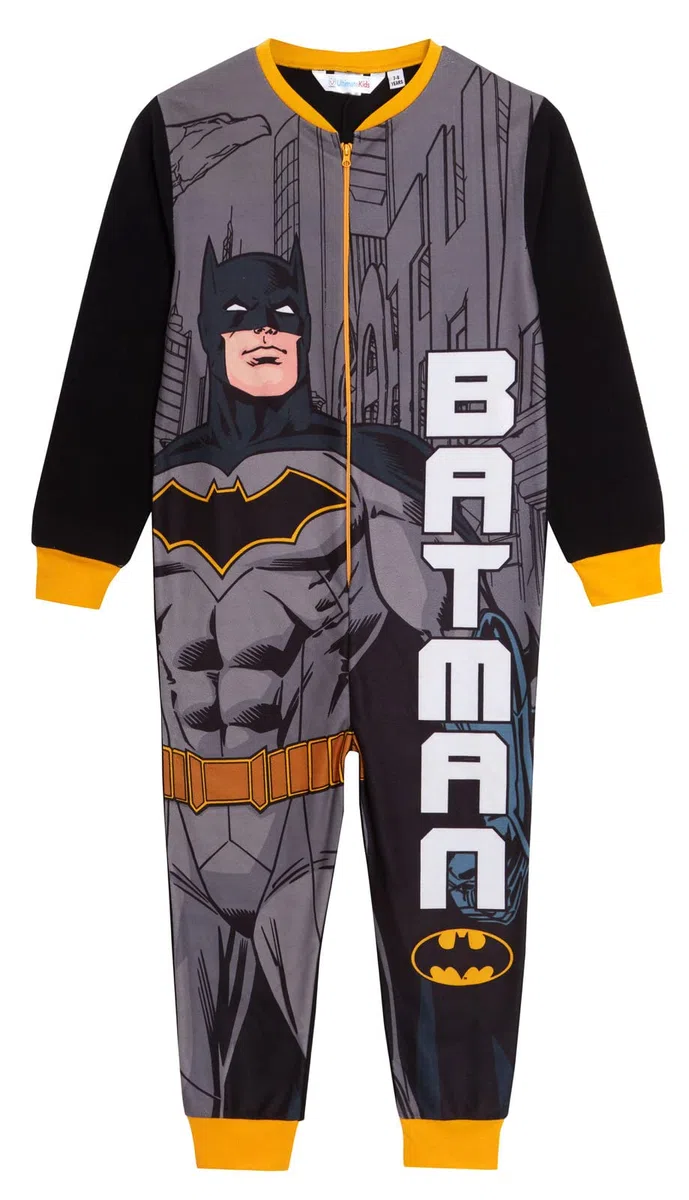 DC Comics Batman-Strampler für Jungen, Fleece, All-in-One-Kinder, Schlafanzug, Pjs, Loungewear mit Reißverschluss
