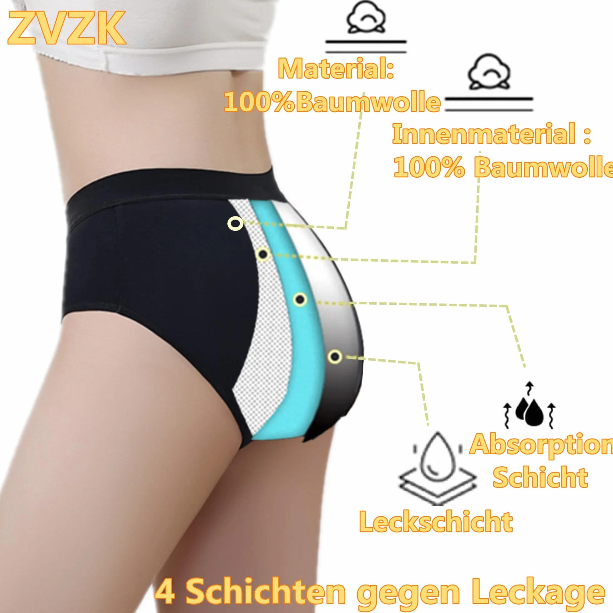 Periodenunterschwäsche Starke Blutung Mädchen 30ML 8-16 Jahre Perioden Unterwäsche Baumwolle Unterhosen Menstruation Slip
