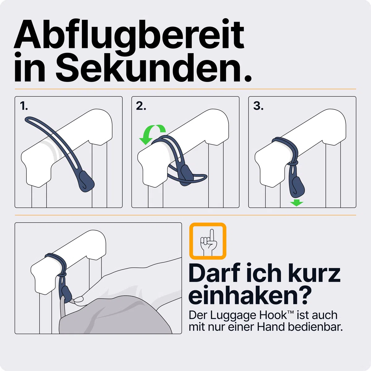 Der Koffer Haken hält deine Reise Utensilien - Reise Gadget für Flugzeug Reisen, Reisezubehör Flug Handgepäck, Kofferorganizer, Cooles Reise Geschenk, 1x Kleiderhaken für Koffer (Blau)