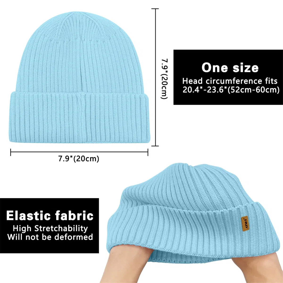ATNKE Strick Beanie Mütze für Herren und Damen, Winter Weiche Bündchen Wollig Dehnbar Dick Warm Fleece Gefüttert Totenkopf Mütze Alltags Geschenke