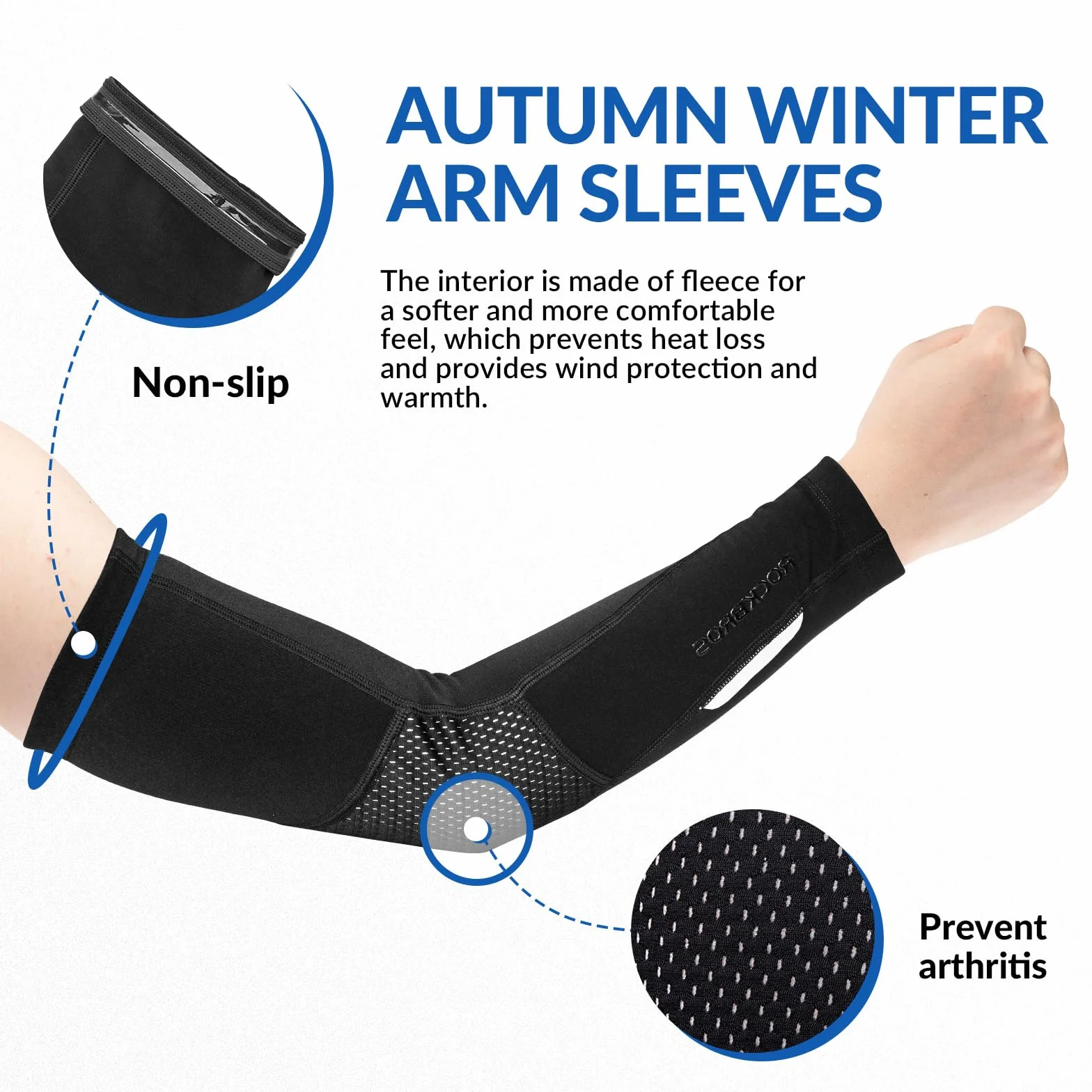 ROCKBROS Radsport Armlinge Arm Sleeves Beinlinge Knieschutz Winter Anti Rutschen Armwärmer Beinwärmer für Laufen Fußball Basketball Herren/Damen S-3XL (1 Paar)