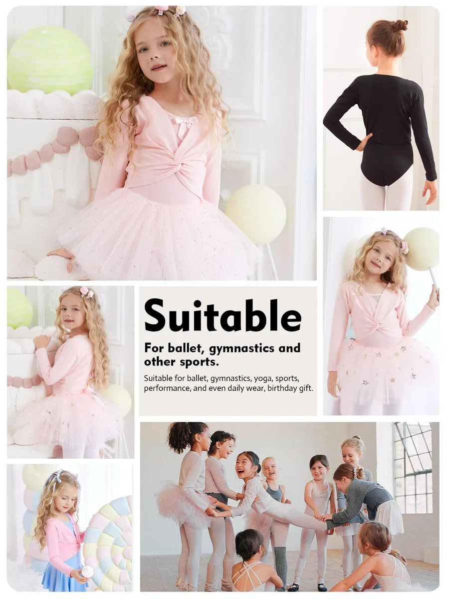 Mädchen Ballett Wickeljacke Gymnastik Tanz Ballettjacke Langarm Baumwolle Ballett Strickjacke für Mädchen Damen