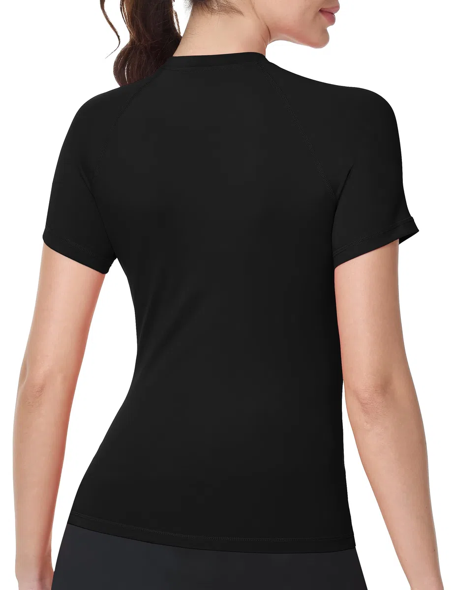 Roadbox Damen Sportoberteil Eng Kurzarm, Schnelltrocknend Laufshirt & Gym Shirt, Leichtes Base Layer Funktionsshirt für Training, Joggen, Pilates & Outdoor