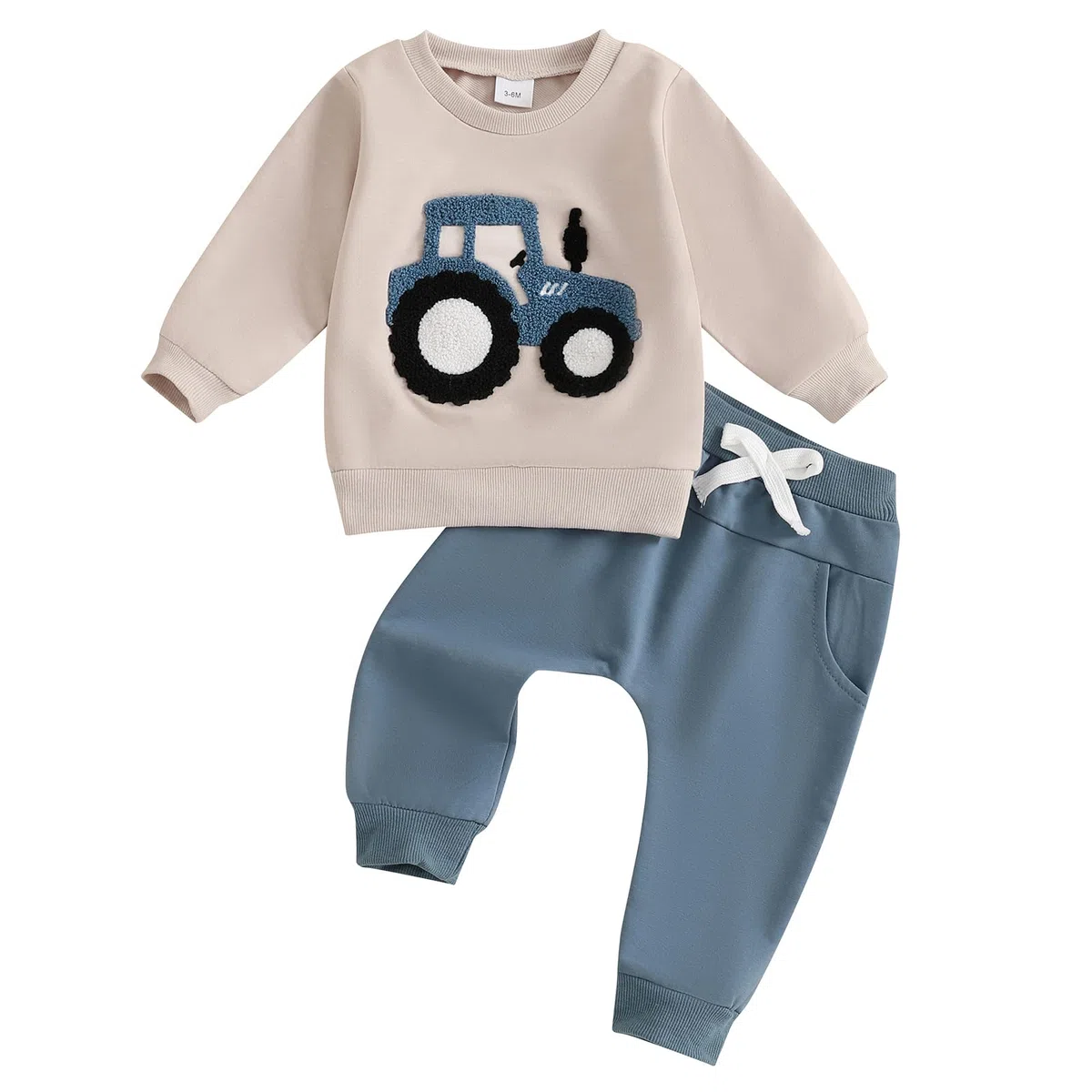 Yassiglia Baby Jungen Weiche Bekleidungssets Kleinkind Niedliches Zweiteiler Outfit Langarm Traktor Druck Sweatshirt und Hose Set Herbst Winter Jogginganzug