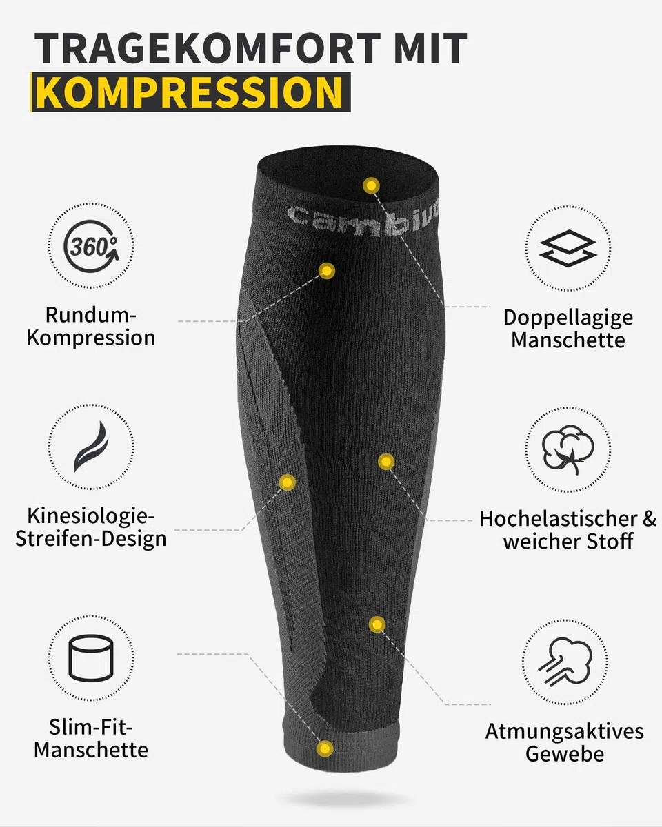 CAMBIVO 2 Paar Wadenbandage, Kompressionsstrümpfe Damen Herren, Stützstrümpfe, Compression Socks, Kompressionssocken, Waden Kompression,Waden Beinlinge für Sport, Laufen, Schwellung, Erholung