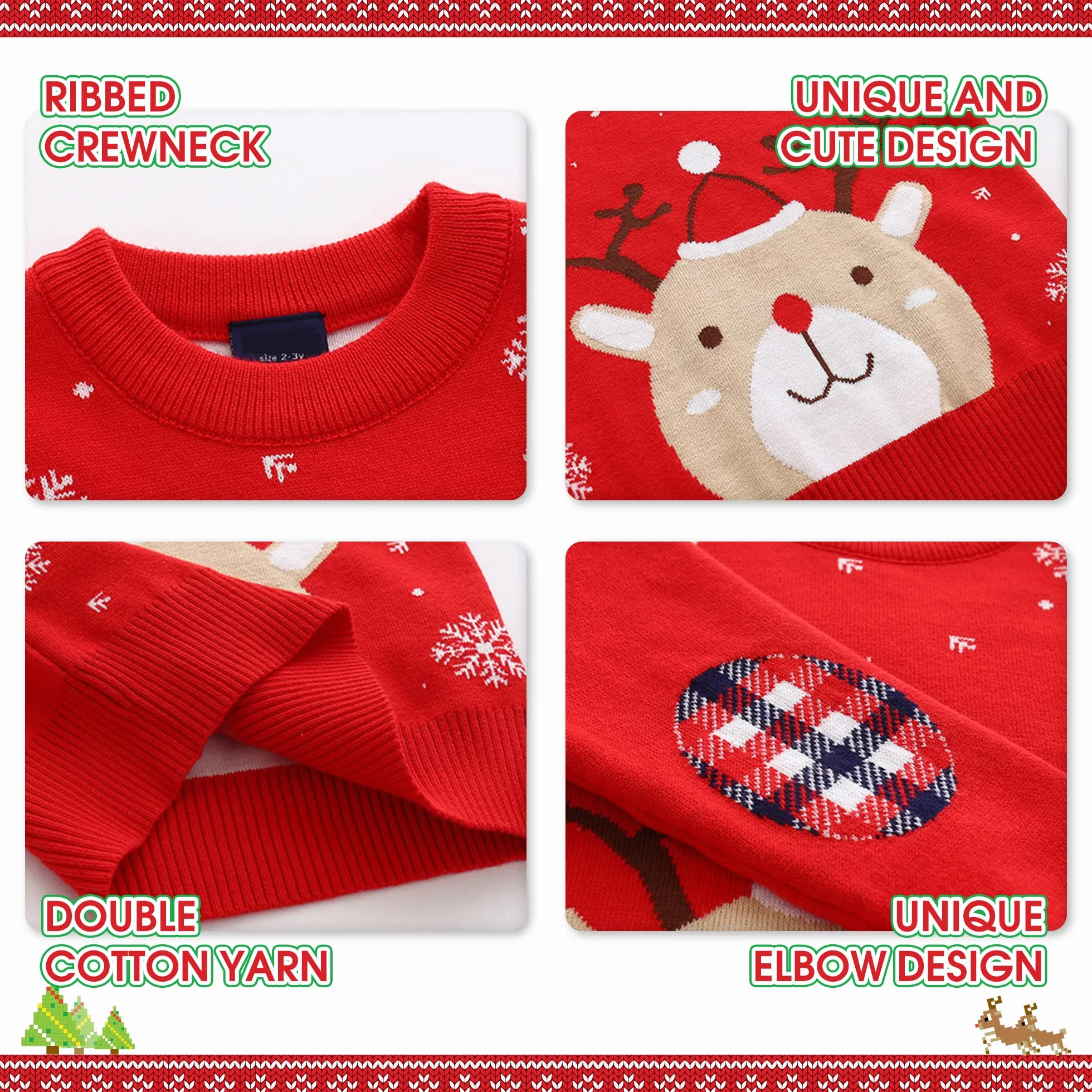 Kinder Rundhals Christmas Sweater Jungen Weihnachtspullover Strickjacken Gestrickt Strickpullover Herbst Winter Langarm Sweater Pullis