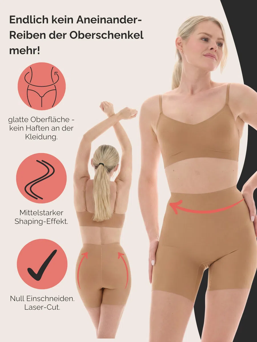 TONEST Shapewear Damen - Bauchweg Shaping-Miederhose - Mid Waist - Figurformender Slip mit Bein - Shape- Radlerhose - 1300-MS-FC