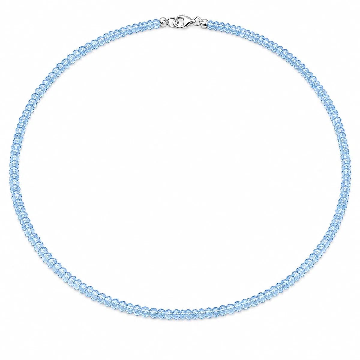 Blautopas Halskette - Collier mit echtem Blautopas, coated, 925 Sterling Silber, Karabiner, 45 cm