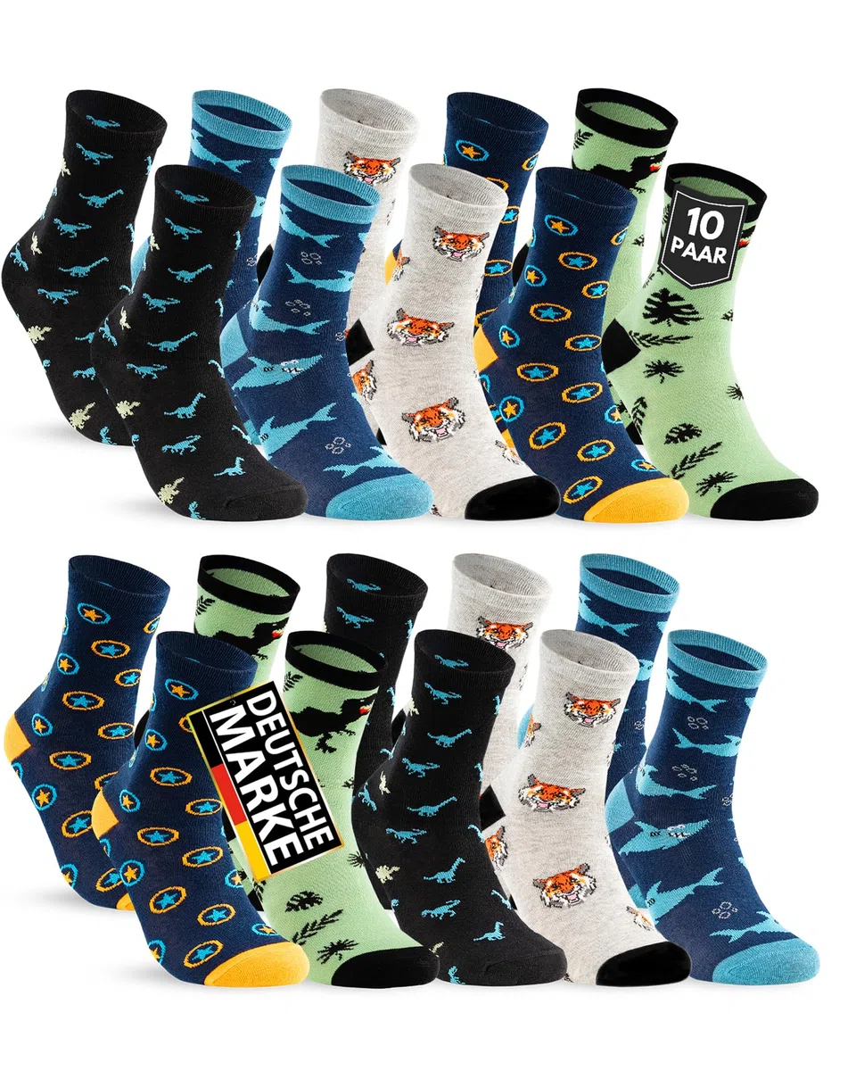 10 Paar Kinder Socken Jungen & Mädchen Baumwolle Kindersocken