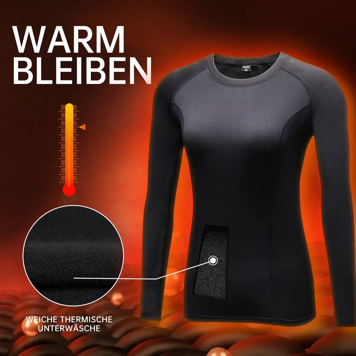 Thermounterwäsche Damen Extra Warm Daumenlöcher Thermo Skiunterwäsche Damen Oberteile Innenfleece Weich Frauen Ski Unterwäsche Gym Sport Wandern Funktionsunterwäsche