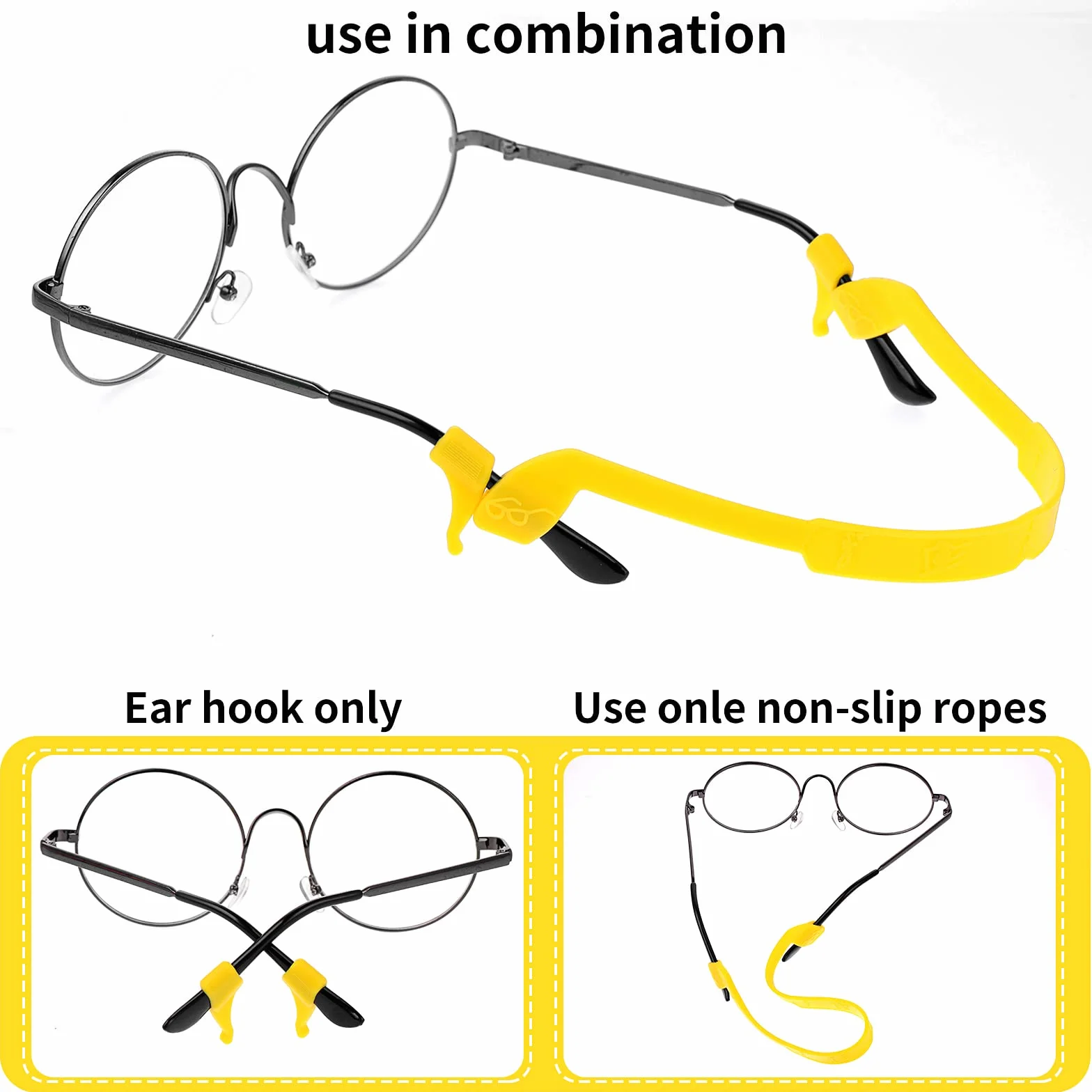 12 Stück Brillenband Sport Kinder Silikon Brillenbänder 12 Stück Ohrclip Haken Set mit Brille mit Halter Brillenhalter Silikon Elastische Sport Kleinkind Brillenband mit Ohrclip Haken Herren