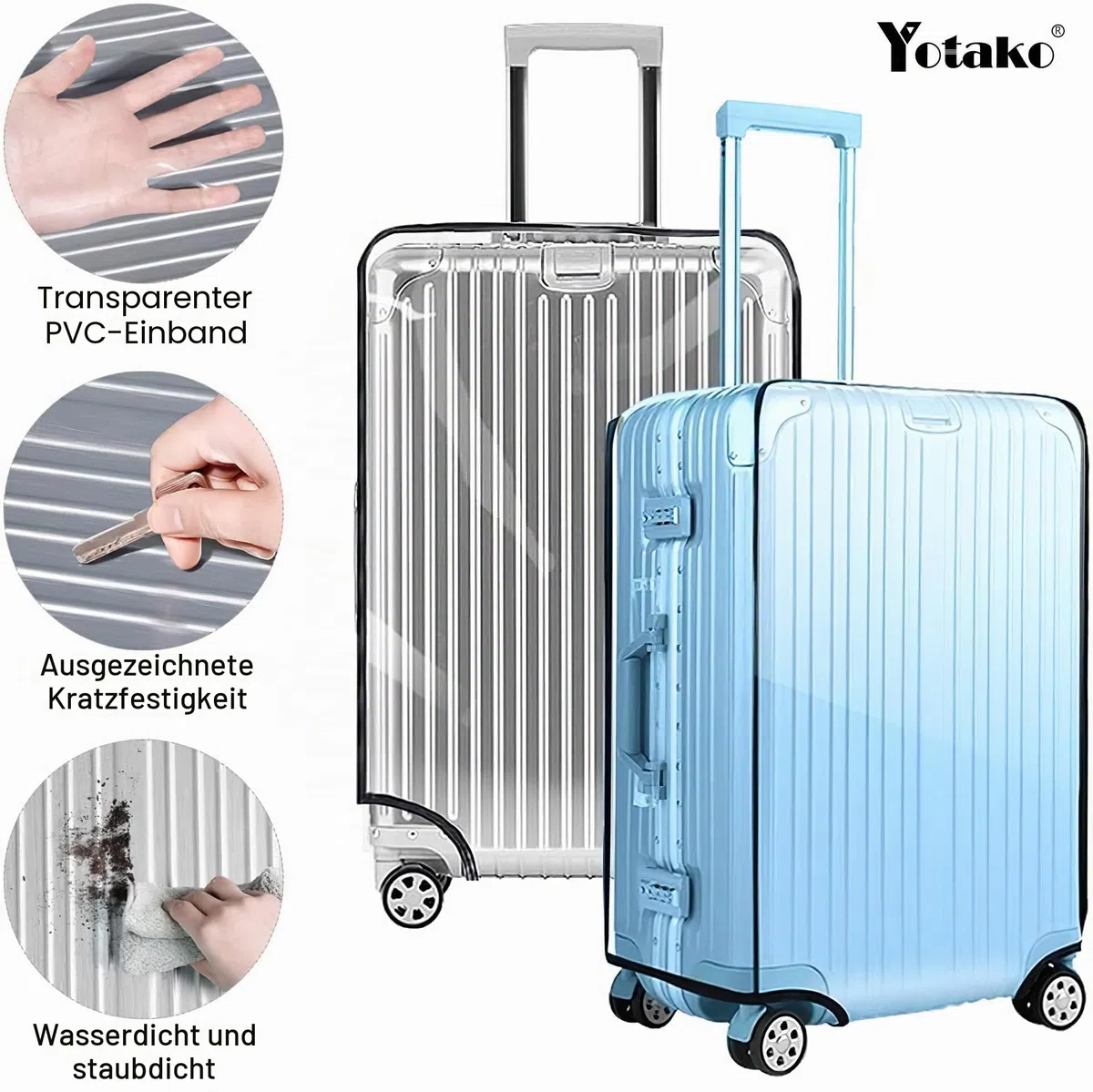 Yotako 28 Zoll Transparente Kofferschutzhülle, PVC wasserdichte SchutzhülleKoffer, Koffer-Abdeckungen Reisekoffer Schutzhülle Wasserdicht Waschbar Kratzschutz