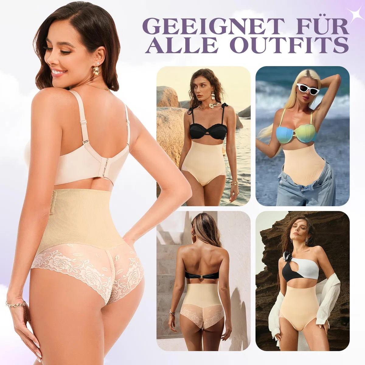 Bauchweg Unterhose Damen Shapewear Miederslips Spitze Unterhosen Atmungsaktive Miederhose Formende Unterwäsche
