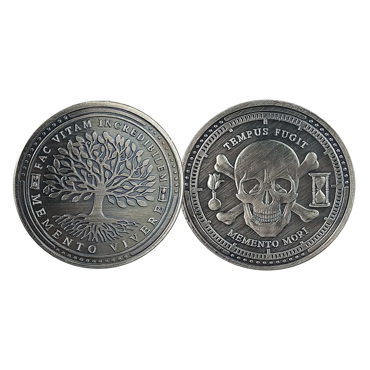 Memento Mori Münze - Lebensbaum Memento Vivere Münze, Skeletthard Erinnerung, Nüchternheitstoken, DEC Coole Genesungsmedaille Geschenke
