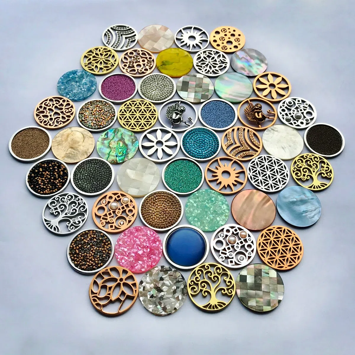 Quiges 33mm Coin Anhänger aus Edelstahl für Damen