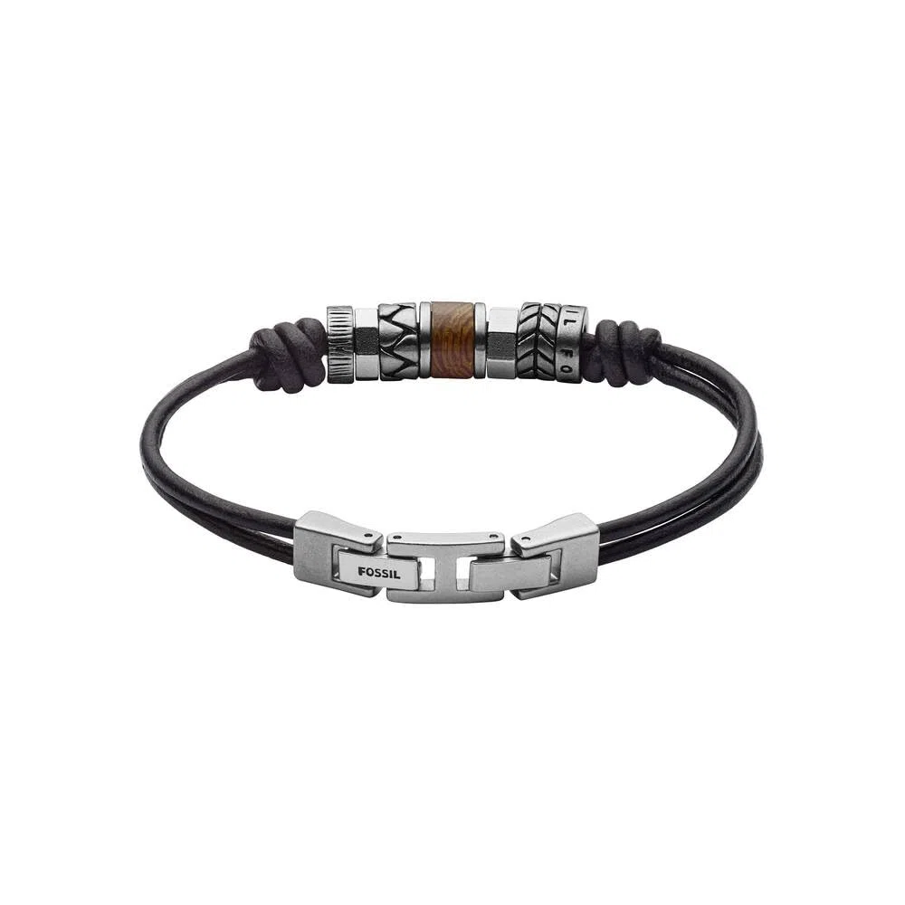 FOSSIL Herrenarmband aus Edelstahl oder Leder mit Faltverschluss