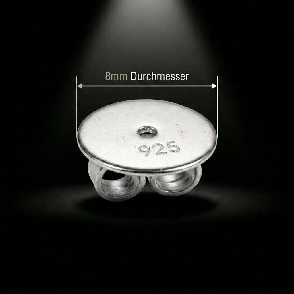Ohrmutter Silber 925, 8 mm XL, für große Ohrlöcher und schwere Ohrstecker