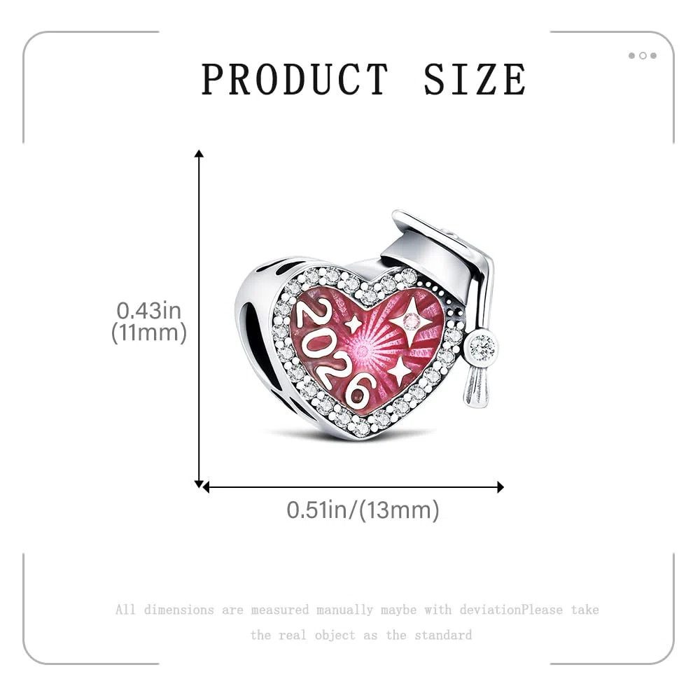 KEQ 2026 Abschluss Herz Charm 925 Sterling Silber Zirkonia Anhänger für Armband Halsketten Schmuck Geschenk Abschluss-Geschenke für Sie 2026