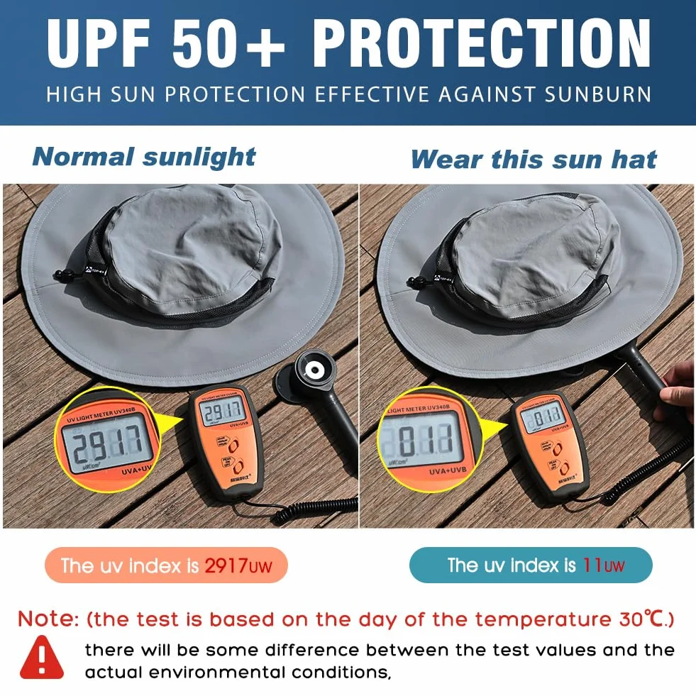 TOP-EX Sommer Sonnenhut für Herren Damen mit breiter Krempe UPF 50, UV-Schutz Safari Hut verstellbar, Wandern atmungsaktiv für Outdoor-Abenteuer