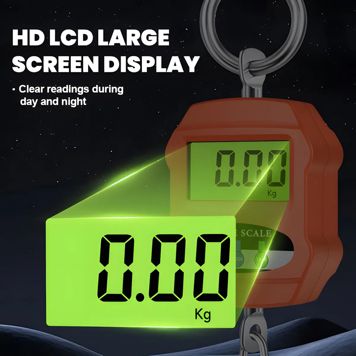 Digitale Hängewaage 300 kg, Kofferwaage Digital mit Haken, Tragbare Elektronische Kranwaage, lbs/kg/N Zugwaage mit LCD-Display, Gepäckwaage, Hakenwaage für Reisen Koffer Fischerei Jagd im Freien