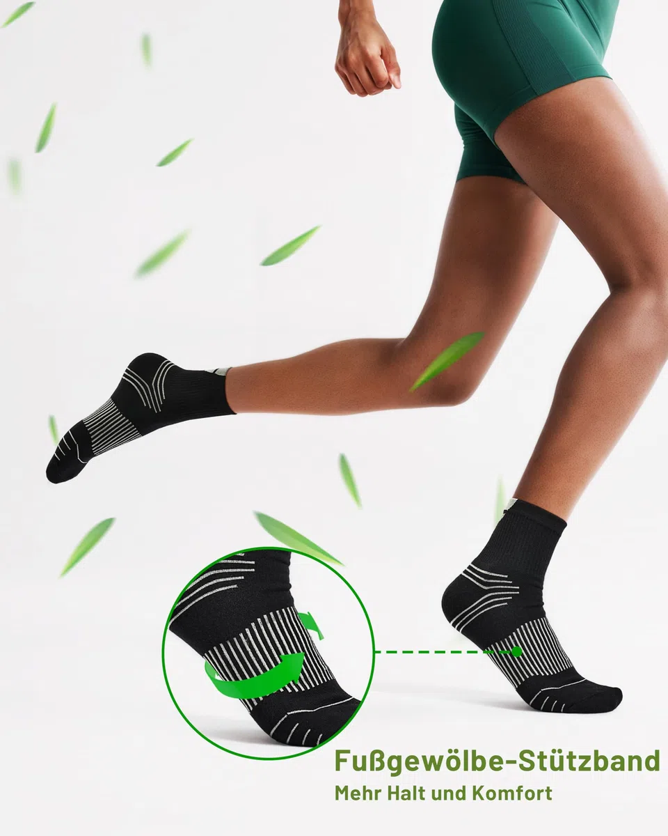 Jeasona 5/10 Paare Kompressionssocken Damen/Herren Kurz Sommer Sport Wandern Joggen Laufen Compression Socks