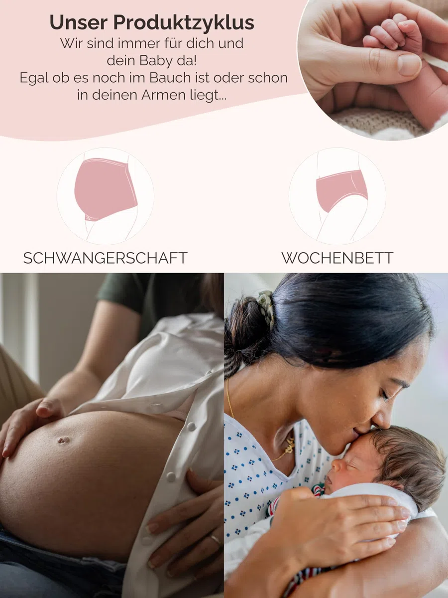 Herzmutter Umstandsslips nahtlos - OekoTex 100 - Langes Bein - Schwangerschafts Unterhose - Überbauch-Shorts-Unterwäsche - Seamless-Stützend - 1er & 2er Set - 5500