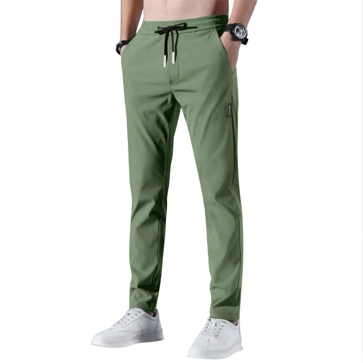 Generisch Herren Freizeithose Lange Jogginghose Schnelltrocknend Atmungsaktiv Sporthose Trainingshose mit Taschen Tunnelzug