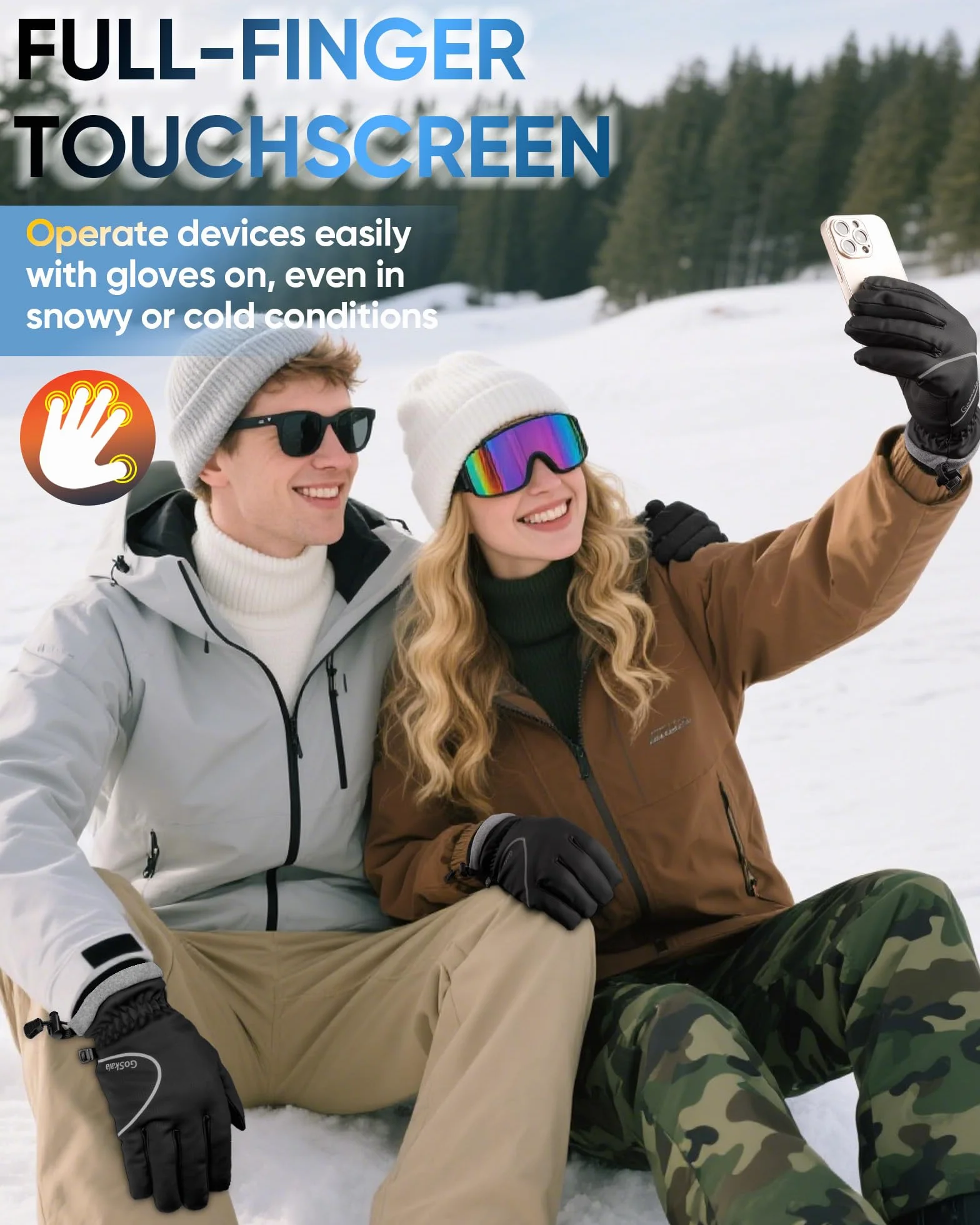 Fahrrad Handschuhe Herren Damen, Warme Sporthandschuhe mit Touchscreen [Weiches Vlies & Atmungsaktive] Radsporthandschue Laufhandschuhe Sporthandschuhe Unisex