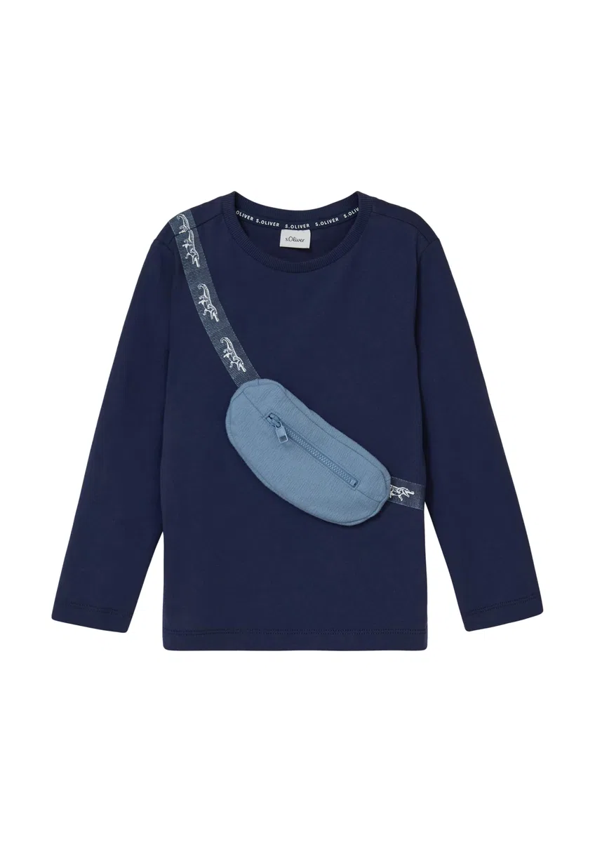 Jersey-Longsleeve mit aufgesetzter Reißverschlusstasche tiefblau 140