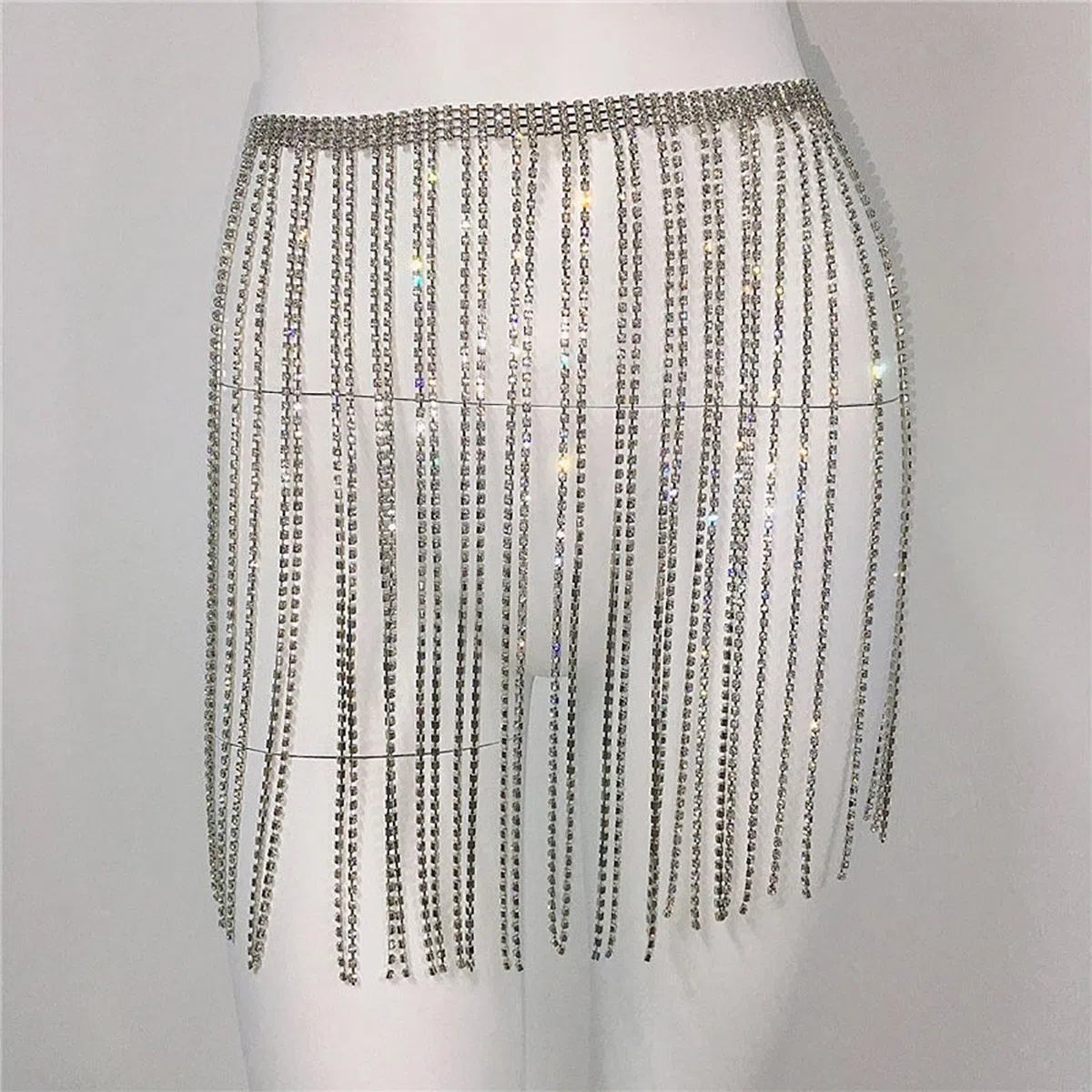 Damen Karneval Rock Fransen Helle Strass Kette Gold Bühne Leistung Gürtel Taille Nachtclub High Waist Sexy Minirock Glitzer Karnevals Kostüme Elagant Party Röcke Hohe Bund Kurze
