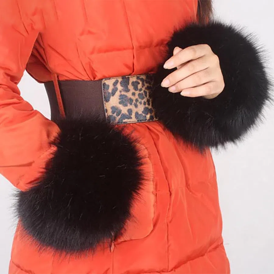 Damen Manschetten Fell Stulpen Faux Pelz Stulpen Pulswärmer Herbst Winter Manschetten Wärmer Wrist Band Cuffs Flauschig Fellstulpen Pelz Pulswärmer Handstulpen für Kleidung Rosa