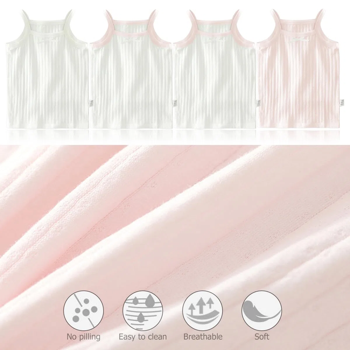 4er Pack Unterhemd Baby Mädchen Gr. 80/86/92/98 Baumwolle Mädchen Unterhemd Spaghettiträger Top Gr. 98/104/116/128/134 Unterhemden Mädchen im attraktiven - ideal zum Drunterziehen