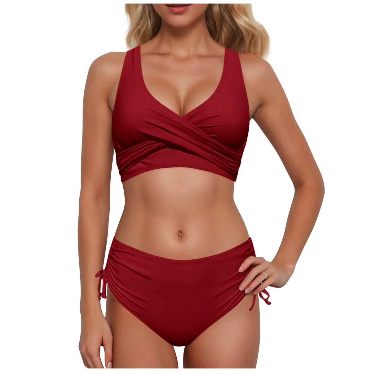 Damen Bikini Set Sexy Solide gepolstert Neckholder Bikini Damen Schwimmkleid Baderock Racerback Gerippte Badeanzug Bauchweg Schwarz Bademode Swimsuit Set Push Up Bauchweg