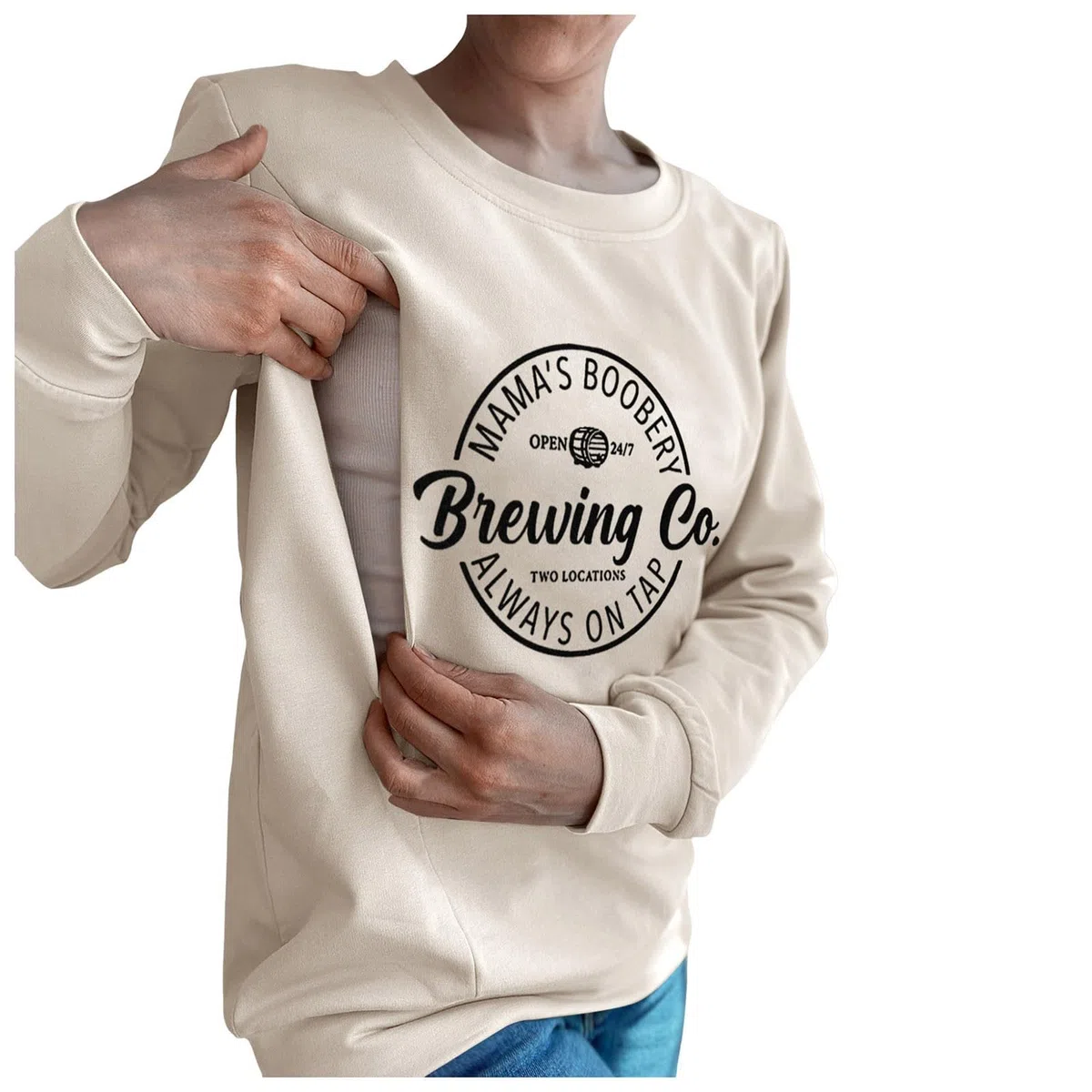 Damen-Pullover, lässig, Still-Sweatshirt, bequem, Reißverschluss, Stillpullover Umstandsmode Stillpullover Damen Pullover Rundhals Stillshirt Stillpullover Langarm Stillzeit Bequem Nursing Top