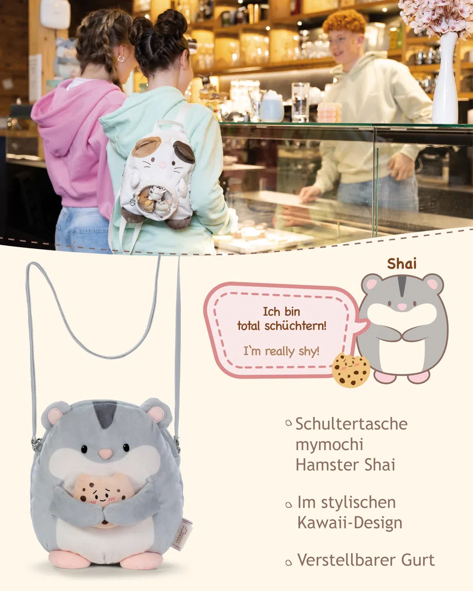 NICI mymochi Tasche & Rucksack für Kinder & Kuscheltierliebhaber, Niedliche Umhängetasche oder Kinderrucksack in süßem Kuscheltier-Design & mit verstellbarem Schultergurt