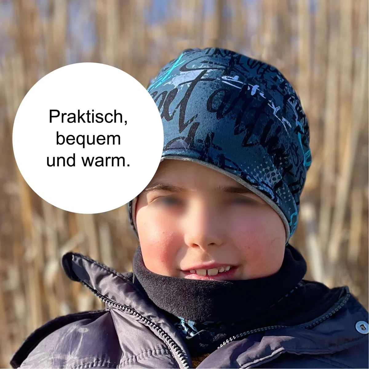 Wollhuhn Öko Mädchen/Jungen/Kinder Warmer Schlupfschal/Halstuch Innen Fleece Gefüttert Viele Motive Winter Übergangszeiten (aus Öko-Stoffen)